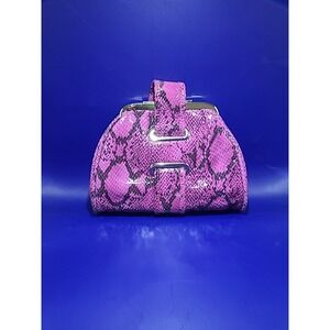 Latico‎ Raven Leather Mini Clutch Bag Kisslock Pink Made in USA